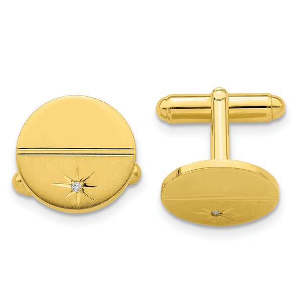 Gold-Plated Diamond Polished & Satin Cuff Links by Kelly Waters - Birthstone Company
