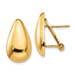 14k Polished Teardrop Omega Back Post Earrings
