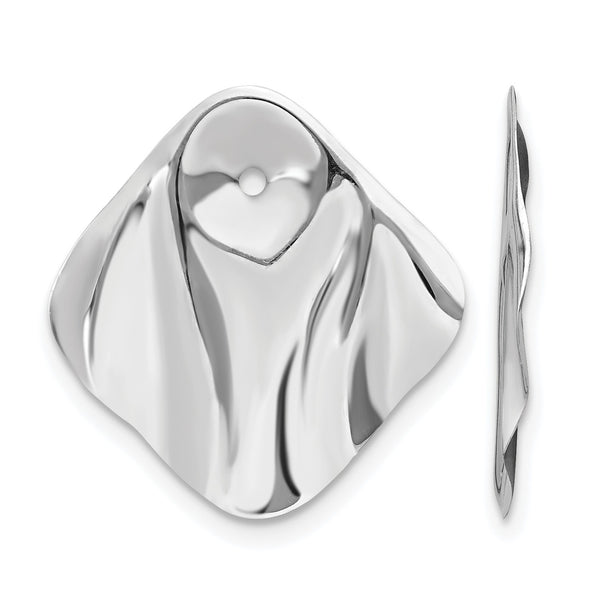 14k White Gold Polished Hammered Square Earring Jackets - Birthstone Company