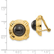 Omega Clip Onyx Non-Pierced Stud Earrings in 14K Yellow Gold, 10mm