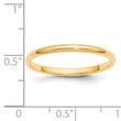 14k Yellow Gold 2mm Half-Round Wedding Band Size 4