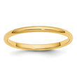 14k Yellow Gold 2mm Half Round Wedding Band Size 14
