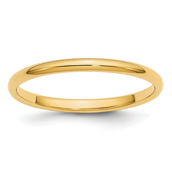 14k Yellow Gold 2mm Half Round Wedding Band Size 14