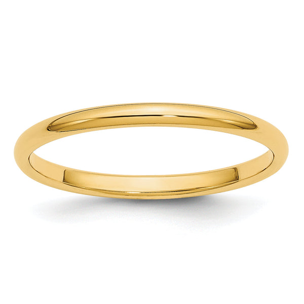 14k Yellow Gold 2mm Half Round Wedding Band Size 14