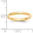 14k Yellow Gold 2.5mm Half Round Wedding Band Size 4