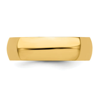 14k Yellow Gold 6mm Half Round Wedding Band Size 14