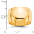 14k Yellow Gold 12mm Half Round Wedding Band Size 4