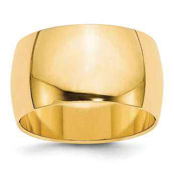 14k Yellow Gold 12mm Half Round Wedding Band Size 14