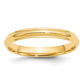 14k Yellow Gold 3mm Half Round with Edge Wedding Band Size 14