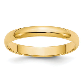 14k Yellow Gold 3mm Lightweight Half Round Wedding Band Size 14