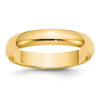 14k Yellow Gold 4mm Lightweight Half Round Wedding Band Size 14