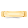 14k Yellow Gold 5mm Lightweight Half Round Wedding Band Size 4