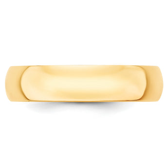 14k Yellow Gold 5mm Lightweight Half Round Wedding Band Size 4