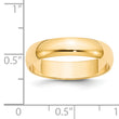14k Yellow Gold 5mm Lightweight Half Round Wedding Band Size 4