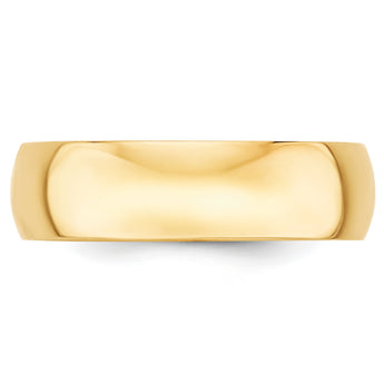 14k Yellow Gold 6mm Lightweight Half Round Wedding Band Size 4