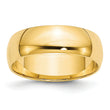 14k Yellow Gold 6mm Lightweight Half Round Wedding Band Size 14