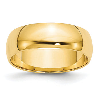 14k Yellow Gold 6mm Lightweight Half Round Wedding Band Size 14