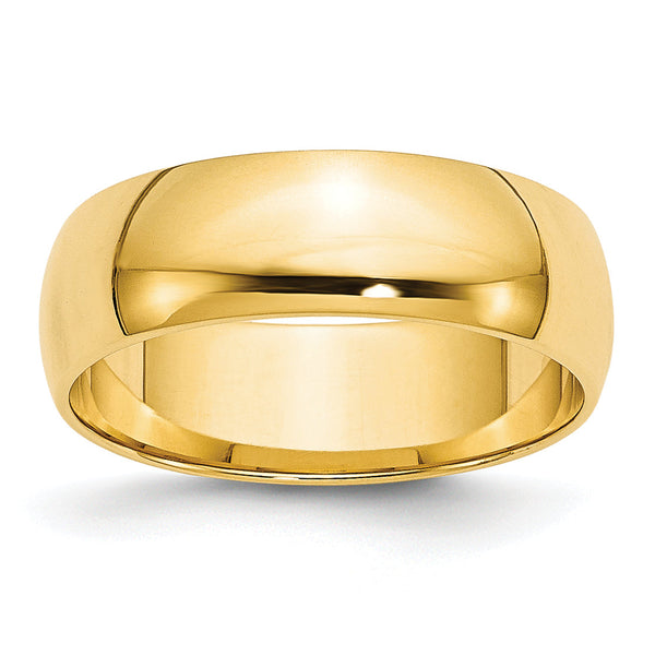 14k Yellow Gold 6mm Lightweight Half Round Wedding Band Size 14