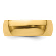 14k Yellow Gold 7mm Lightweight Half Round Wedding Band Size 4