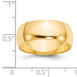 14k Yellow Gold 8mm Lightweight Half Round Wedding Band Size 4
