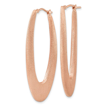 Rose Gold-Plated Sterling Silver Brushed Oval Hoop Earrings 925, Elegant 51mm Design - Birthstone Company