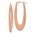 Rose Gold-Plated Sterling Silver Brushed Oval Hoop Earrings 925, Elegant 51mm Design - Birthstone Company