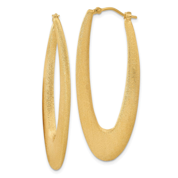 Gold-Plated Sterling Silver Brushed Oval Hoop Earrings for Women, 51mm Elegant Design - Birthstone Company