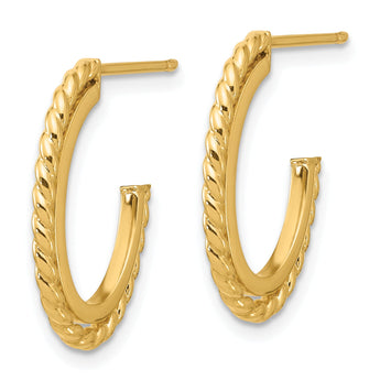 14K Yellow Gold High Polish Rope Hoop Earrings for Timeless Elegance