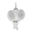 14K White Gold Tennis Racquet Pendant with Cultured Pearl Charm Polished & Elegant