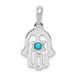 14K White Gold Turquoise Chamseh Pendant with Polished Rhodium Finish