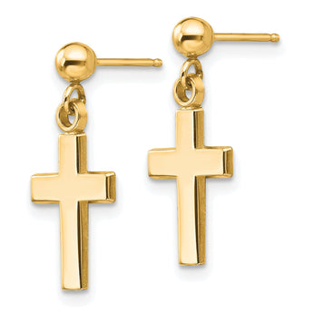 14k Polished Cross Earrings