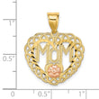 14k Two-tone MOM in Heart Frame Charm
