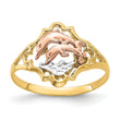 14K Yellow and Rose Gold WithRhodium Double Dolphin Ring
