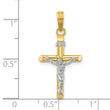 14K Two-tone INRI Hollow Crucifix Charm