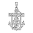 14k White Gold Mariner's Crucifix Pendant