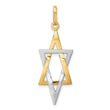 14K W/ Rhodium Elongated Jewish Star Of David Charm