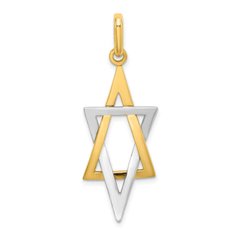 14K W/ Rhodium Elongated Jewish Star Of David Charm
