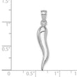14k White Gold Large 3D Italian Horn Pendant
