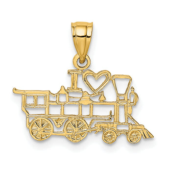 14k I LOVE TRAINS Charm