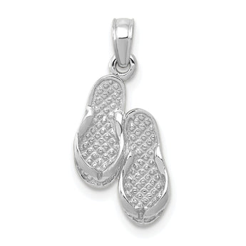 14k  3D White Gold Flip Flops Pendant