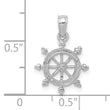 14K White Gold Ship Wheel Pendant