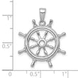 14K White Gold 3D Ships Wheel Pendant