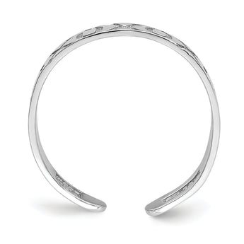 14K White Gold X and O Pattern Toe Ring