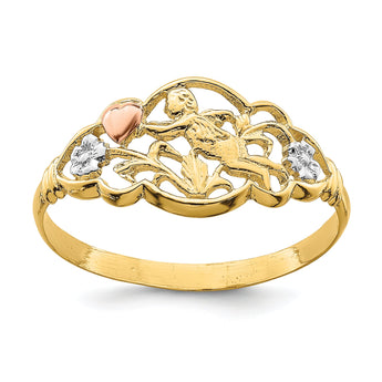 14K Two-tone WithWhite Rhodium Angel Ring