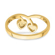 14K Double Heart Drop V Ring