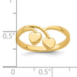 14K Double Heart Drop V Ring
