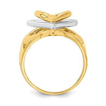 14K Two-tone Triple Stacked Heart Ring