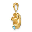 14K Gold December Birthstone Baby Shoe Charm with Engravable Detail