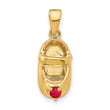 14K Gold Engravable Baby Shoe Charm with July Synthetic Birthstone