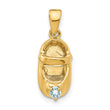 14K Gold Engravable Baby Shoe Charm with March Birthstone